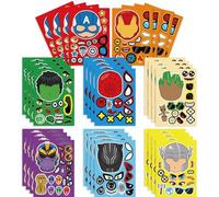 Shein Set de 8 piezas Rompecabezas de pegatinas para hacer caras de superhéroes de Los Vengadores de Marvel. Juego DIY educativo, regalo de Año Nuevo, Día d