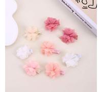 Shein Set de 8 pinzas para el cabello con flores de malla y gasa para niñas, de vuelta a la escuela