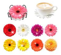 Shein Set de 8 posavasos con diseño de flores de pintura de diamantes, kit de arte de diamantes DIY, posavasos resistentes al calor y antideslizantes con so
