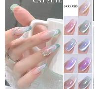 Shein Set de 9 esmaltes de uñas en gel de la serie "Mermaid Unicorn Magnetic Nail Polish" de Miss Leia, cada uno de 15ml, en colores de fantasía de aurora,