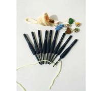Shein Set de 9 ganchos de ganchillo de mango suave azul, diseño ergonómico de aluminio, herramientas de artesanía cómodas y de uso múltiple adecuadas para p