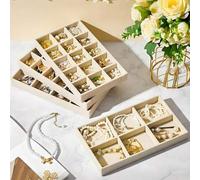 Shein Set de 9 piezas Bandeja apilable para joyas, Organizador de joyas, Soporte elegante portátil para joyas para aretes, collares, anillos, pulseras, colg