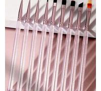 Shein Set de 9 piezas de pinceles de arte de uñas de la serie Púrpura de Hielo, que incluye pinceles, delineador, de doble cara, de construcción, bolígrafo