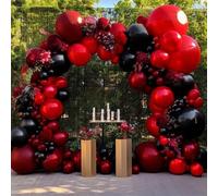Shein Set de 98 piezas/60 piezas de globos rojos y negros, globos de látex rojos y negros, adecuados para cumpleaños, decoración de bodas, fiestas de baby s