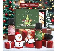 Shein Set de aceite de fragancia con tema navideño HIQILI, 3 piezas de 10 ml de aceite esencial puro con caja exquisita para regalos de Navidad, DIY perfume