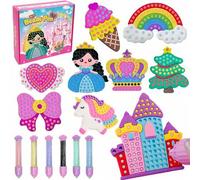 Shein Set de arte de cuentas y mosaico DIY para niños de 6 a 12 años - Incluye bolígrafo de cuentas, plantillas coloridas y patrones divertidos - Actividade
