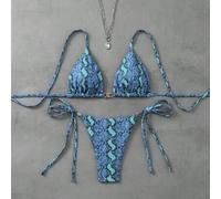 Shein Set de bikini de 2 piezas con sujetador triangular tipo halter y Bottom con lazos laterales con estampado floral veraniego "Spring Break 2025" para mu