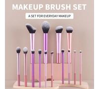 Shein Set de brochas de maquillaje completo multicolor y multifuncional de 14 piezas para polvo suelto, rubor, base, sombra de ojos, mezcla y contorneado,pi