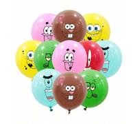 Shein Set de decoración de fiesta con globos con tema de Bob Esponja, 3/18 piezas, incluye globos de látex de Octopus, Patrick, Sr. Cangrejo, decoración par