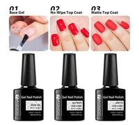 Shein Set de esmalte de uñas en gel UV/LED de 8ml que incluye base, top coat sin necesidad de limpiar y top coat mate, esmalte semi-permanente de remojo dur