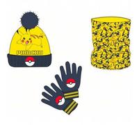 Shein Set de gorro y guantes tipo braga para el cuello con diseño de Pikachu, perfecto para días de invierno - Granate, confort y estilo