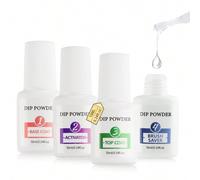 Shein Set de líquido para polvo de inmersión: 4 piezas de 10ml Esenciales del sistema de inmersión de uñas Líquido de gran capacidad Base activadora Capa su