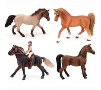 Shein Set de modelos de animales salvajes con figuras de caballos simulados que incluyen semental, caballo blanco, caballo de carreras, jinete, yegua para d