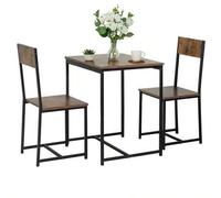 Shein Set de muebles cocina Jess moderno Roble Cambrian y Negro con mesa fija, 2 sillas, mesa 80x77x50 cm, sillas 44x90x40 cm, juego de comedor, conjunto me