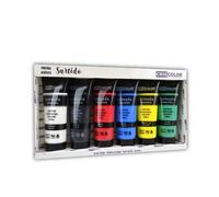 Shein Set de Pinturas Acrílicas CRISCOLOR 6 Colores x 75ml|Pastel / Fluor / Surtido|Alta Pigmentación, No Tóxicas, Base Agua|Para Papel, Madera, Tela y Más|