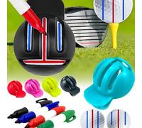 Shein Set de plantilla para marcar líneas en pelotas de golf, herramienta de alineación precisa de triple línea de doble cara, guía de dibujo de líneas con