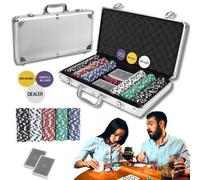 Shein SET DE POKER CLÁSICO 300 FICHAS 2 BARAJAS DE POKER ESTUCHE 5X DADOS El juego incluye 300 fichas, 2 barajas de cartas (54 cartas cada una), 5 dados, fi