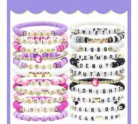 Shein Set de pulseras de la amistad de la gira Eras de Taylor Swift, 10/12 piezas de pulseras de cuentas Swiftie con nombres de álbumes y letras, pulseras d