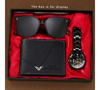 Shein Set de regalo de 3 piezas de billetera, reloj y gafas de sol versátil, regalo perfecto para él en Navidad, Halloween, cumpleaños