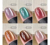 Shein Set de regalo de 6 colores de 15ml/1 pieza de esmalte de uñas de gel con efecto de ojo de gato magnético y reflectante "Cuentos de otoño" - Esmalte de