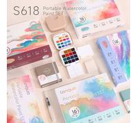 Shein Set de Regalo de Acuarela Sólida, Colores Ricos, Textura Fina, Tonos Estratificados, Líneas Suaves que se Adaptan a la Forma de la Mano, Agarre Cómodo