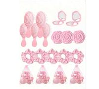 Shein Set de regalo rosa de 4 piezas/12 piezas/3 sets, 24 piezas/6 sets, que incluye 6 espejos, 6 peines, 6 diademas y 6 bolsas de malla. Adecuado para rega