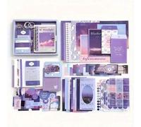 Shein Set de scrapbooking estético con cuaderno de cuadrícula A6, manual, pegatinas washi y materiales decorativos - Kit integral de bullet junk journaling