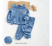 Shein Set de sudadera con capucha con gráfico de oso y pantalón jogger para bebé niño, 2 piezas