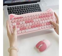 Shein Set de teclado y ratón inalámbrico para PC y portátil Mofii Skyscraper Cat, diseño lindo y colorido para chicas
