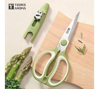 Shein Set de tijeras de acero inoxidable con estuche protector de panda DIY, tijeras multiusos para el hogar y la cocina, de gran resistencia para cortar av