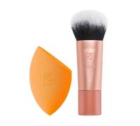 Shein Set de viaje mini Duo 2 de Real Techniques con 2 herramientas esenciales para mezclar + difuminar + esponja, la icónica esponja naranja + un mini pinc