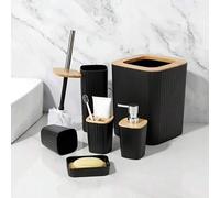 Shein Set multifuncional de 4/6 piezas para el baño, accesorios de baño, soporte para cepillo de dientes, vaso para enjuague bucal, dispensador de jabón, ja