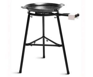 Shein Set Paellero Gas 40cm ✅ Envíos 24/48h✅ + Paellera Esmaltada 46cm 12 Raciones +Soporte Robusto 3 Patas Kit Paella, Briebe, MEDIUM, Negro