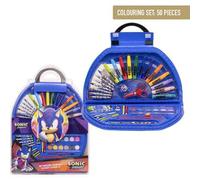 Shein SET PAPELERÍA COLOREABLE 50 PIEZAS SONIC PRIME - Set de Papelería Infantil Licencia Oficial - Divertido y Educativo - Diseños Auténticos - Ideal para