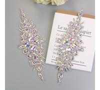 Shein SG004 Último sello de cintura nupcial de diamante de vidrio de cristal de color AB de alta calidad hecho a mano con pegamento en la espalda/Largo: 24C