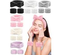 Shein SHEIN X Milania Set de 3 piezas Diademas faciales de spa, 1 pieza de diadema de baño de unicolor y 2 piezas de muñequera de baño, conjunto de diadema