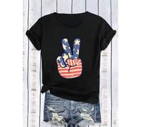 Shein Short Sleeved T-Shirt for Casual Wear in Summer And Spring, T-Shirt with National Flag Printed on It, 180G Pure Double-Sided Printed Round Neck Short