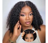 Shein Short Wear and Go Kinky Curly Bob Pelucas Cabello humano precortado 4x4 Peluca de encaje Cabello brasileño 10-16 pulgadas Sin pegamento Put On and Go