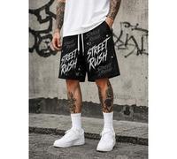 Shein Shorts con cordón y estampado de medianoche, shorts de baloncesto casuales y holgados para hombre, estilo callejero hip-hop con patrón de estrella, sh