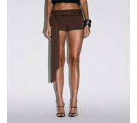 Shein Shorts de cintura alta con tachuelas, faja lateral, para ocasiones, fiestas, clubes, noches, moda de verano y primavera, vacaciones