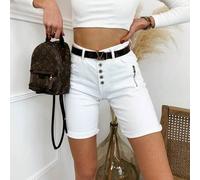 Shein Shorts de mujer de tela de colores con peto, bolsillos con botones, para uso diario en verano
