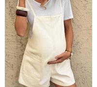 Shein Shorts de Peto de Mezclilla Casual con Diseño de Bolsillos para Maternidad