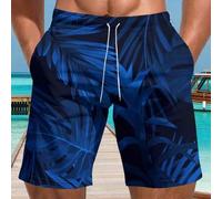 Shein Shorts de playa/trajes de baño con estampado 3D de plantas tropicales para hombres talla grande, verano