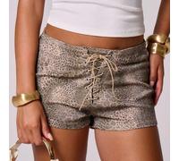 Shein Shorts vaqueros mini micro ajustados con estampado, dobladillo desgastado y cordones, ideales para verano, Ibiza, vacaciones, festivales, fiestas, sal