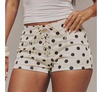 Shein Shorts vaqueros mini micro ajustados con estampado, dobladillo desgastado y cordones, ideales para verano, Ibiza, vacaciones, festivales, fiestas, sal