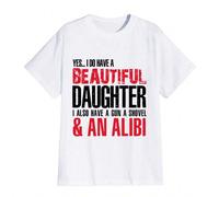 Shein SI... TENGO UNA HIJA HERMOSA, TAMBIÉN TENGO UN REVÓLVER, UNA PALA Y UNA COARTADA. Camiseta estampada confeccionada en puro algodón para el verano. 190