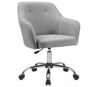 Shein Silla de Estudio, Silla Giratoria, Altura Ajustable, Carga de 110 kg, Marco de Acero, Tela de Algodón-Lino Transpirable, para Estudio, Dormitorio, Gri