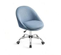 Shein Silla de Oficina en Casa, Silla Giratoria de Algodón y Lino, Silla de Escritorio, Acolchada con Espuma, Altura Ajustable, para Estudio, Dormitorio, Az