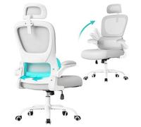 Shein Silla de Oficina, Silla de Escritorio, Ergonómica, Tejido de Malla de Doble Capa, Reposabrazos Plegables, Lumbar y Reposacabezas Ajustables, Mecedora,