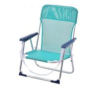 Shein Silla de Playa Baja Fija de Aluminio Plegable de 48x23x70 cm con Respaldo de Rayas Azul y Blanco, Transpirable, de Secado Rápido, Ideal para Jardín, C